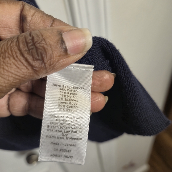 TALBOTS WOMAN 2X Navy Blue Ribbed Ruffle Hem Open Cardigan Tunic Plus Size - Picture 7 of 7